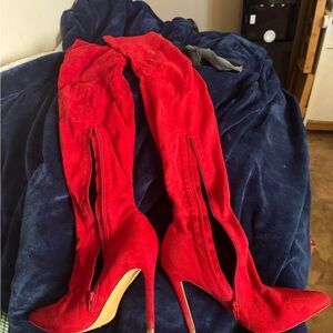 Red Over-the-Knee Stiletto Boots